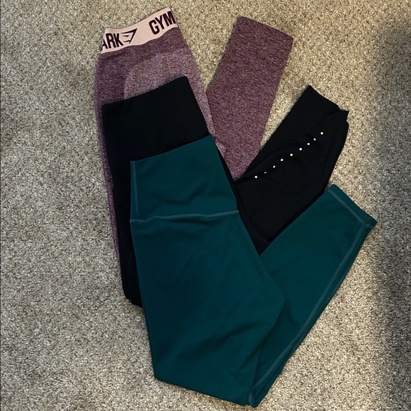Gymshark Pants - Bundle Gymshark Maroon Pink Yunoga Green Danskin Black and Active Leggings